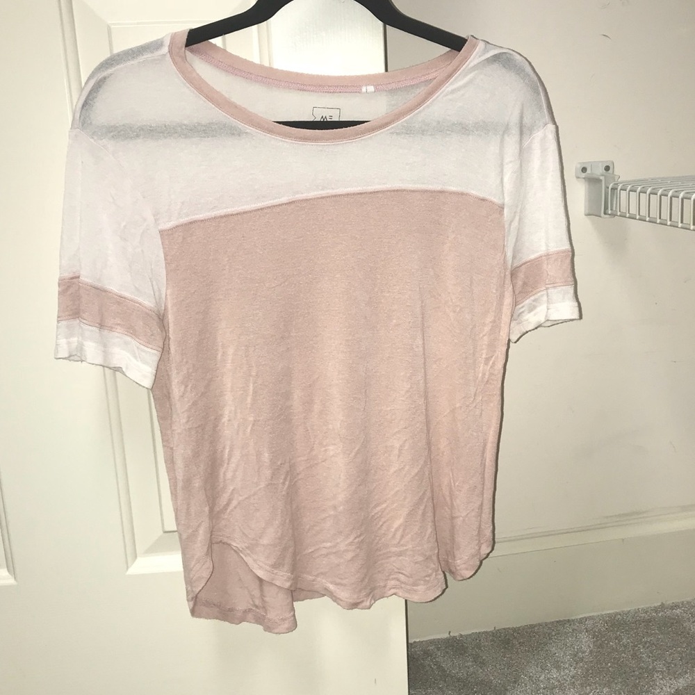 pink color block top